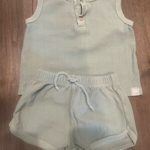 Baby Blue Sleeveless Top and Shorts Set